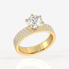 Buy Round Cut Moissanite Diamond Pave Sterling Silver Ring