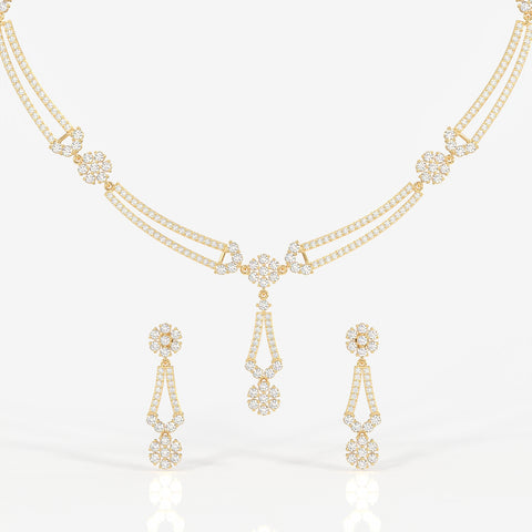 Buy Round Cut Moissanite Diamond Sterling Silver Necklace & Earring Set