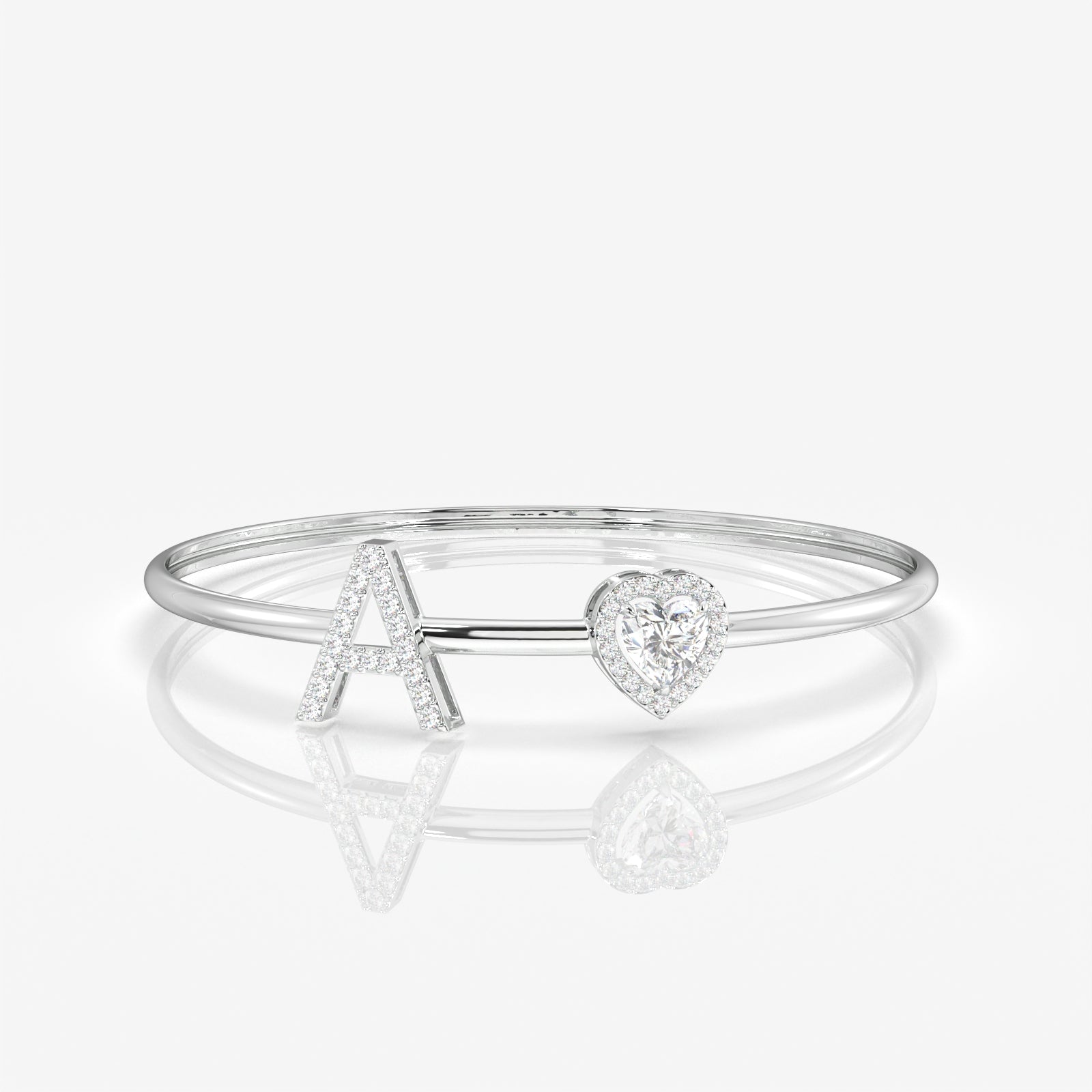 Caratbazaar Alphabet Charm Moissanite Diamond Sterling Silver Bracelet