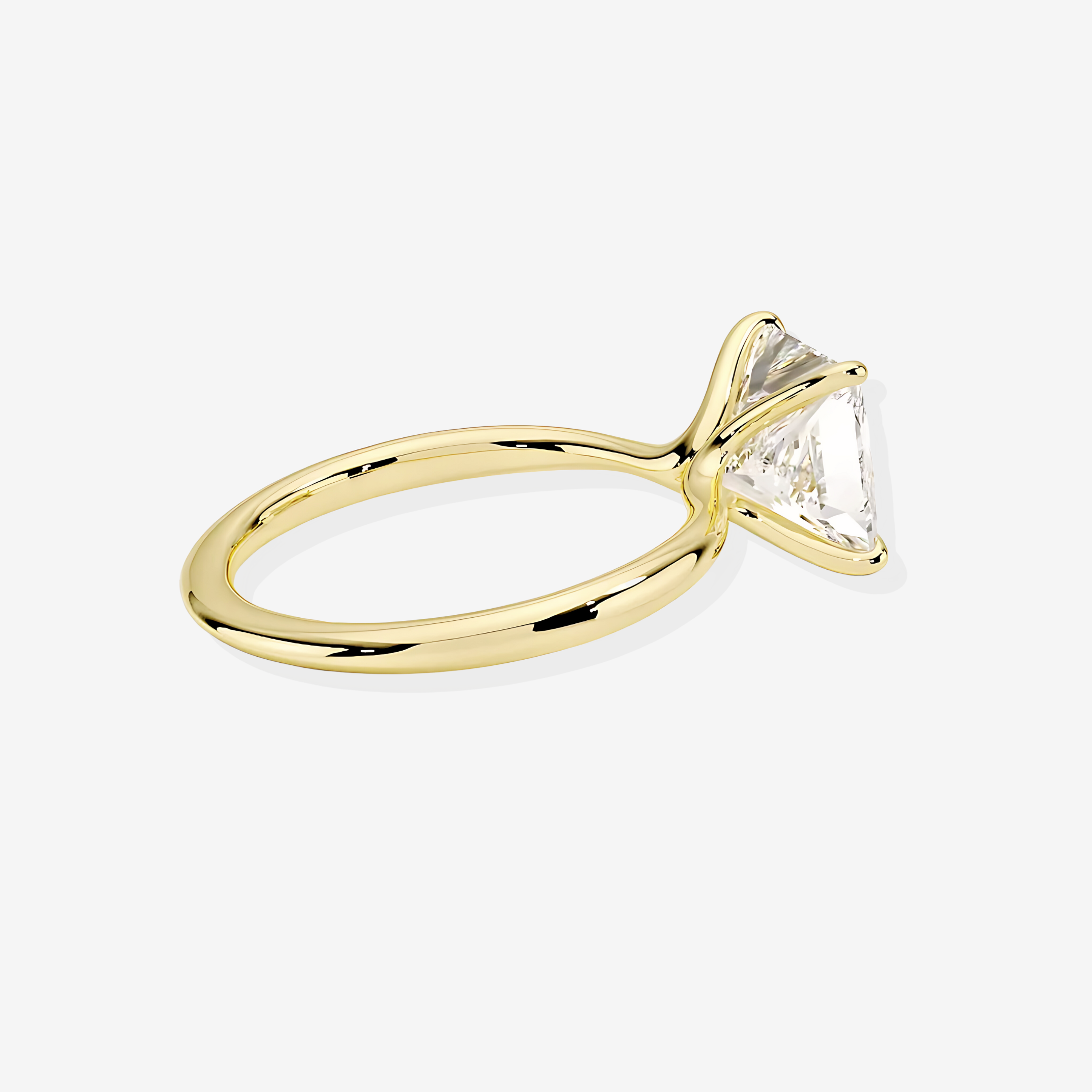 Caratbazaar Asscher Cut Lab Grown Diamond Petite Solitaire Engagement 18k Gold Ring