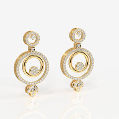 Caratbazaar Aurelle Lab Grown Diamond Studded 18k Gold Earrings