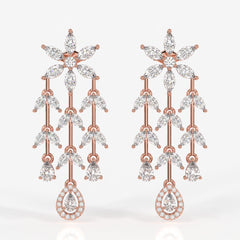 Caratbazaar Aurora Cascade Moissanite Danglers 14k Gold Earrings