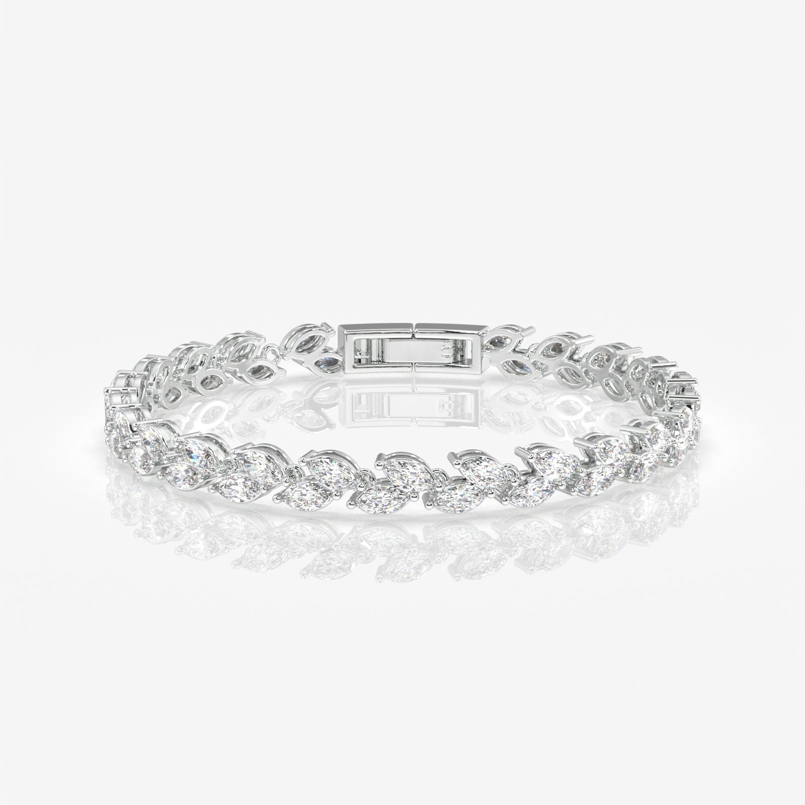 Caratbazaar Classic Marquise Cut Moissanite Diamond Sterling Silver Bracelet