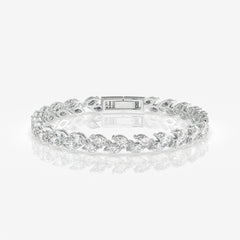 Caratbazaar Classic Marquise Cut Moissanite Diamond Sterling Silver Bracelet