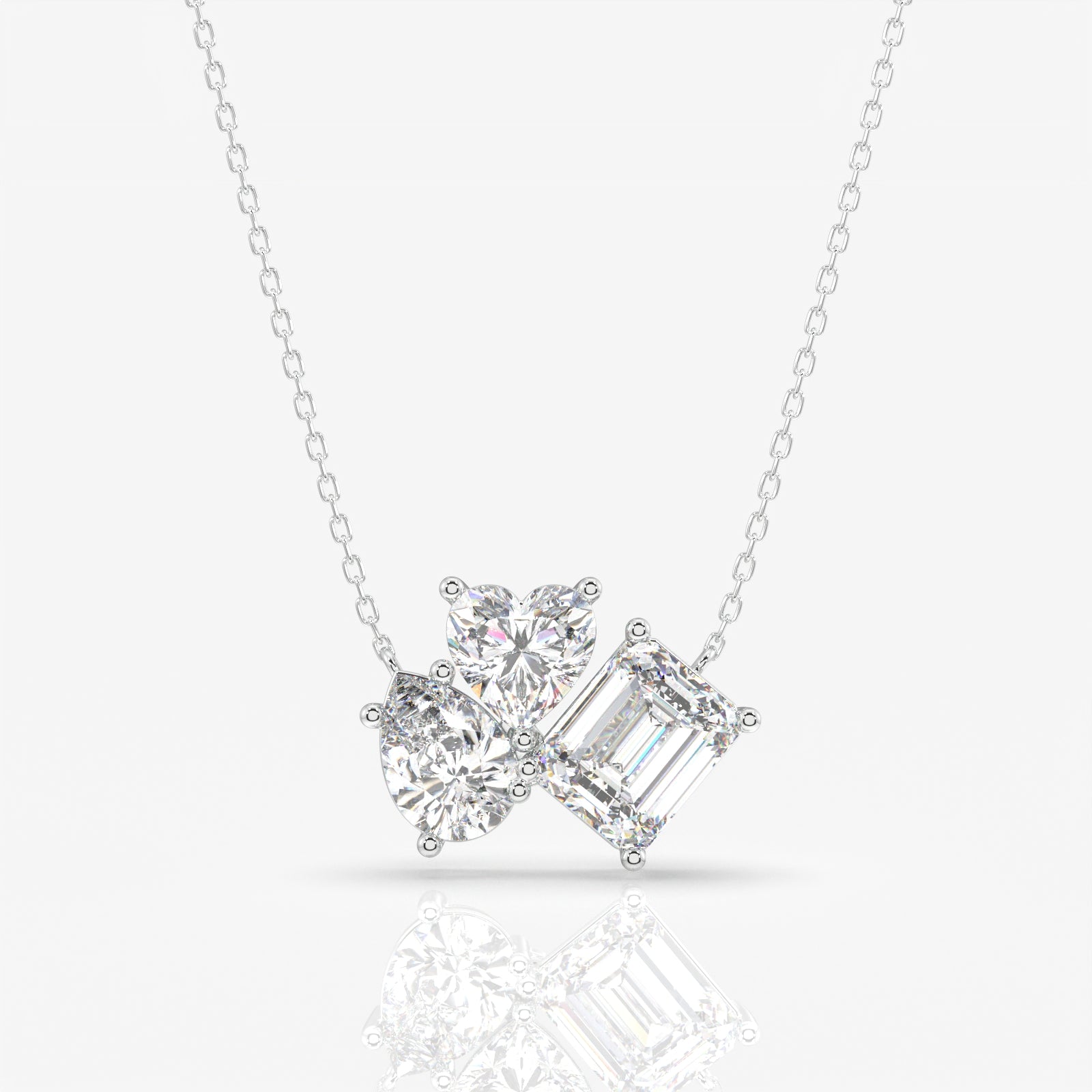 Caratbazaar Cluster Trio Lab Grown Diamond Fashion 14k Gold Pendant