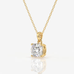 Caratbazaar Cushion Cut Lab Grown Diamond Solitaire 14k Gold Pendant