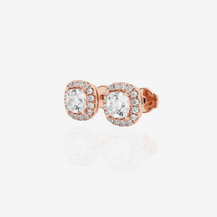 Caratbazaar Cushion Cut Moissanite Diamond Halo Certified Stud Sterling Silver Earrings