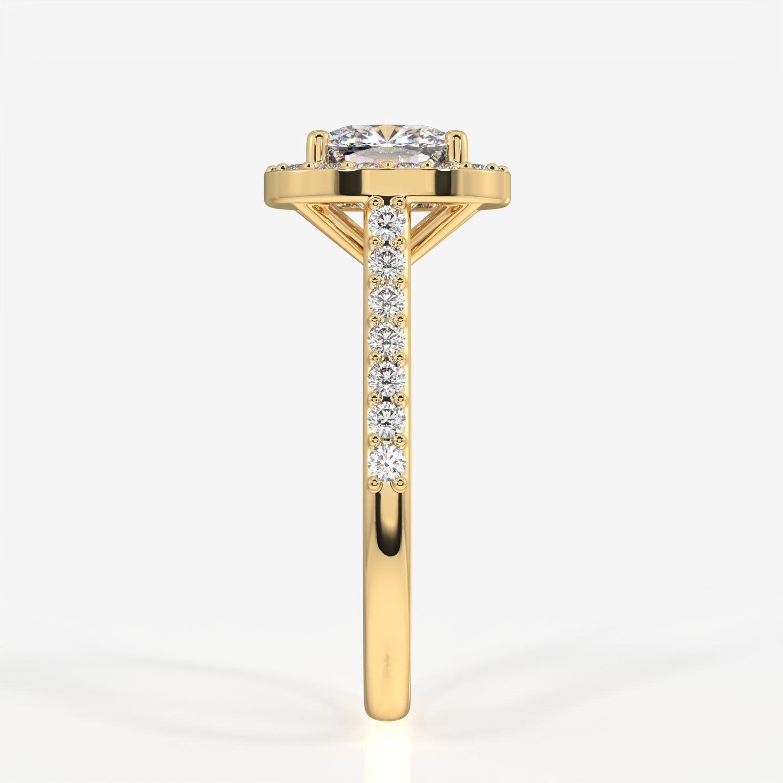 Caratbazaar Cushion Cut Moissanite Diamond Halo Engagement 14K Gold Ring