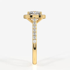 Caratbazaar Cushion Cut Moissanite Diamond Halo Engagement 14K Gold Ring
