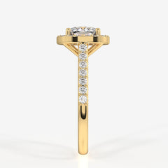 Caratbazaar Cushion Cut Moissanite Diamond Halo Engagement 14K Gold Ring