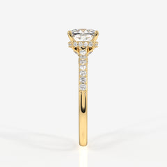 Caratbazaar Cushion Cut Moissanite Diamond Hidden Halo 14k Gold Ring