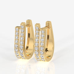 Caratbazaar Dual Gleam Lab Grown Hoop 14k Gold Earrings