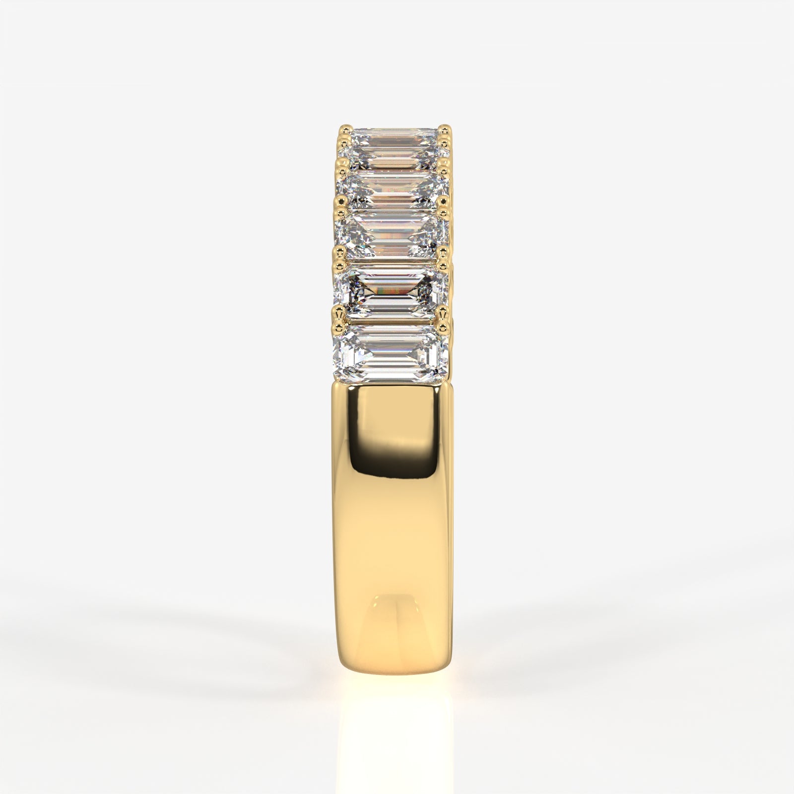 Caratbazaar Emerald Cut Lab Grown Diamond Wedding 18k Gold Band Ring