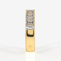 Caratbazaar Emerald Cut Lab Grown Diamond Wedding 18k Gold Band Ring