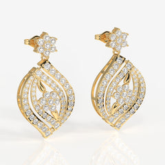 Caratbazaar Florence Lab Grown Diamond Bridal 18k Gold Earrings