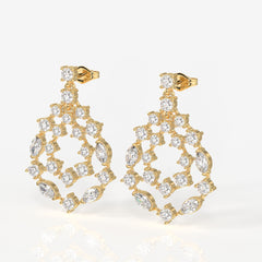 Caratbazaar Golden Vine Lab Grown Drop 14k Gold Earrings