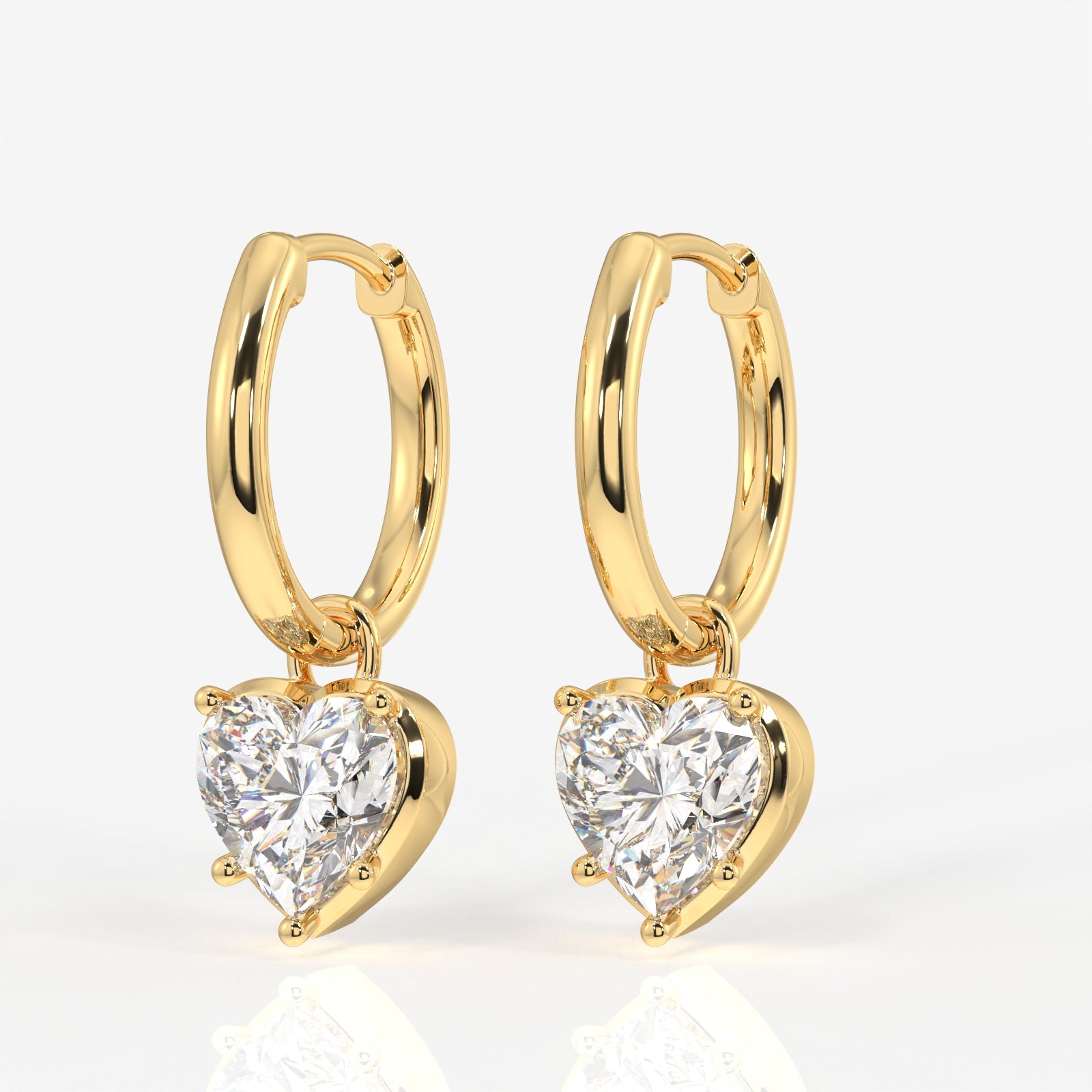 Caratbazaar Heart Cut Lab Grown Diamond Dangler 14K Gold Earrings