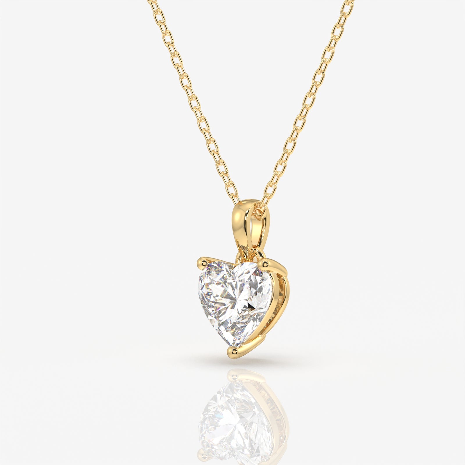 Caratbazaar Heart Cut Lab Grown Diamond Solitaire 14k Gold Pendant