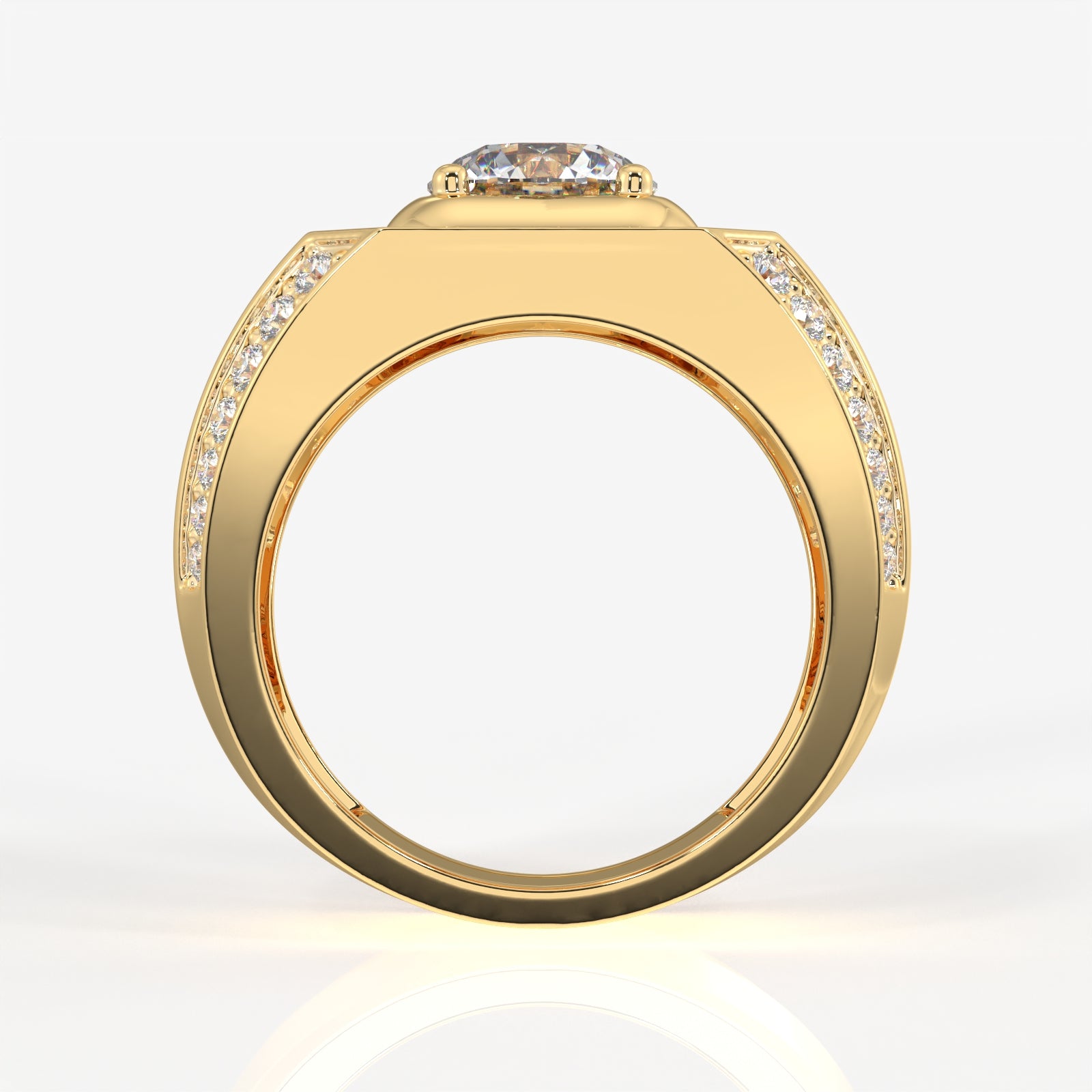 Caratbazaar Lab Grown Diamond, Full Star Men's 14k Gold Ring