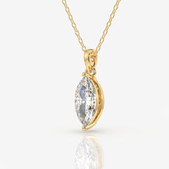 Caratbazaar Marquise Cut Lab Grown Diamond Solitaire 14k Gold Pendant