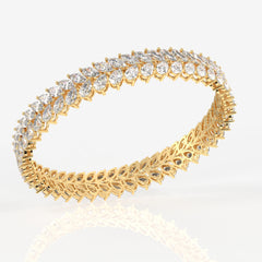 Caratbazaar Marquise and Pear Cut Moissanite Diamond Sterling Silver Bangle