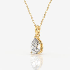 Caratbazaar Pear Cut Lab Grown Diamond Solitaire 14k Gold Pendant