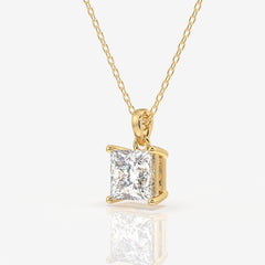 Caratbazaar Princess Cut Lab Grown Diamond Solitaire 14k Gold Pendant