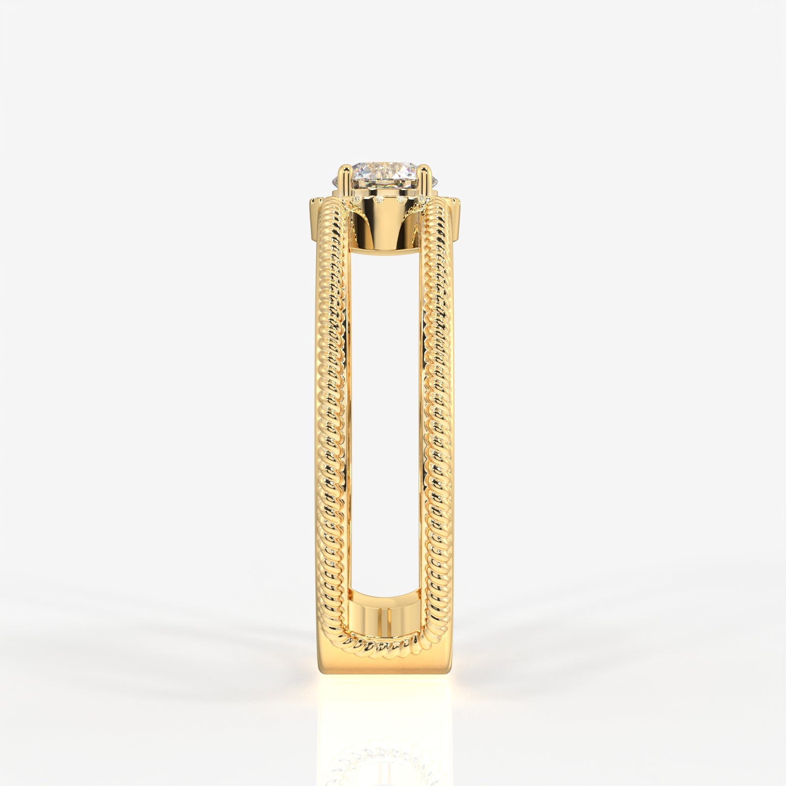 Caratbazaar Regal Crown Lab Grown Diamond Men's 14K Yellow Gold Ring