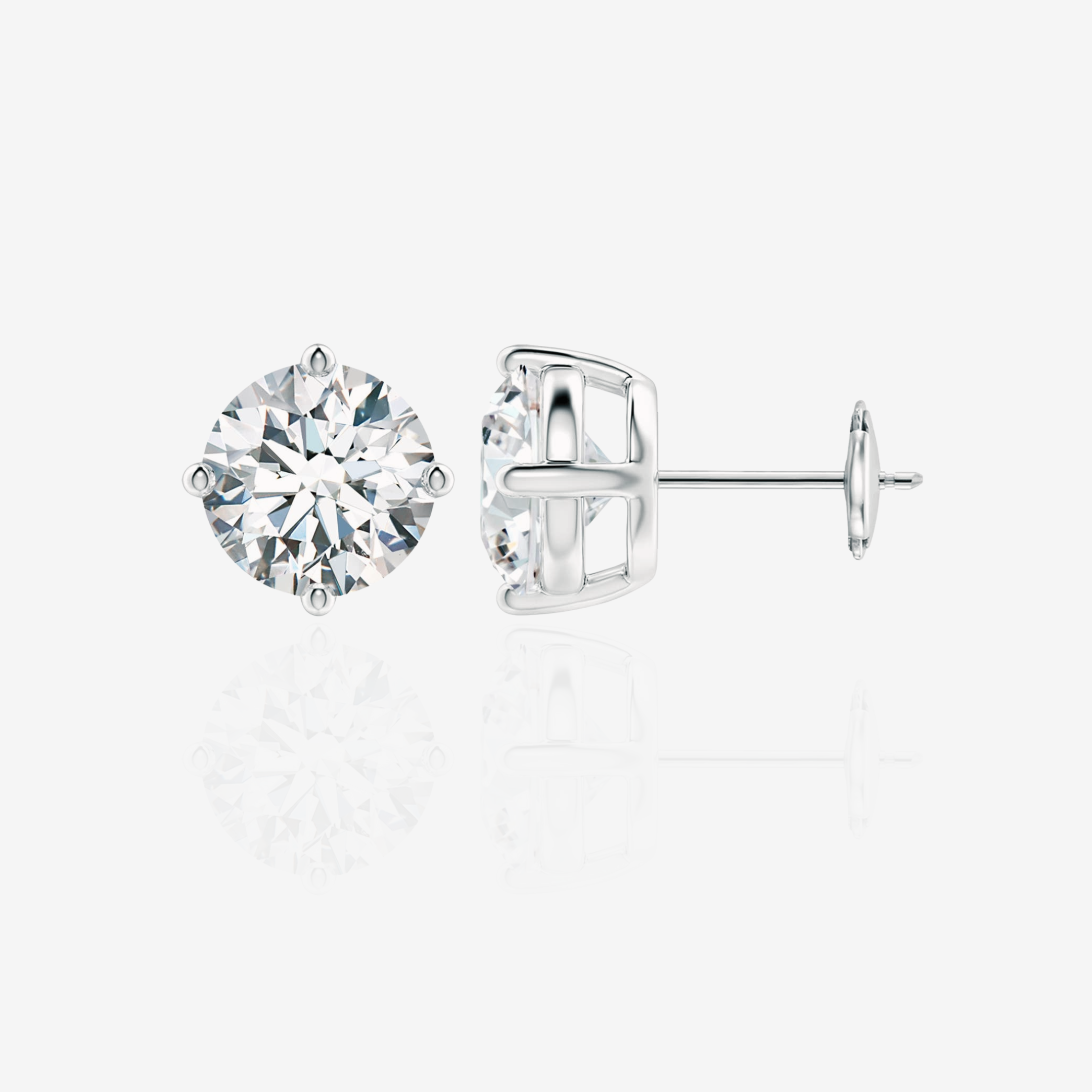 Caratbazaar Round Cut Lab Grown Diamond Certified Stud 18k Gold Earrings