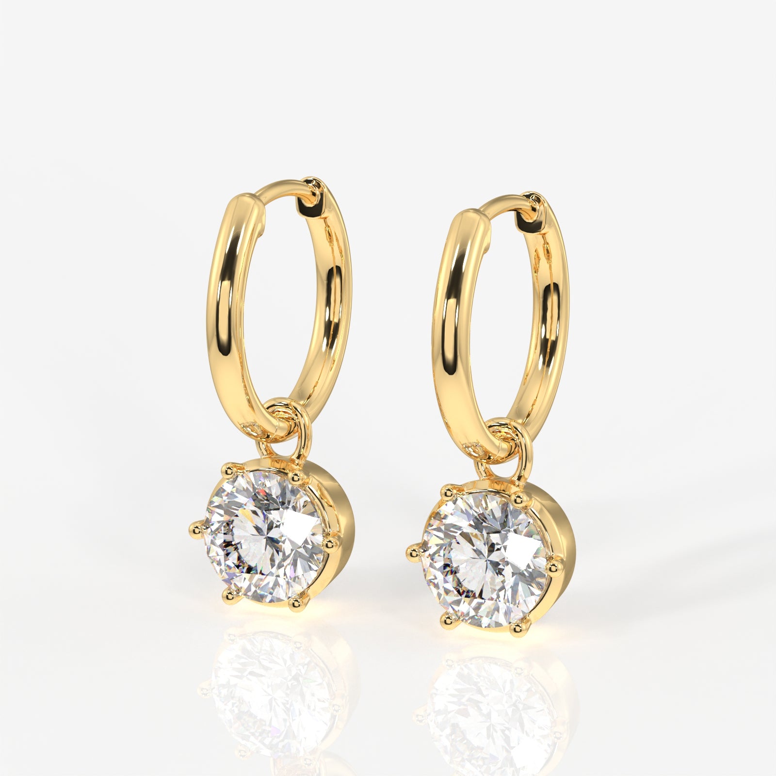 Caratbazaar Round Cut Lab Grown Diamond Dangle 14K Gold Earrings