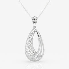 Caratbazaar Round Cut Lab Grown Diamond Dina Trellis Fashion 14k Gold Pendant