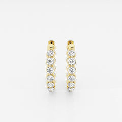 Caratbazaar Round Cut Lab Grown Diamond Floating Hoop 14k Gold Earrings