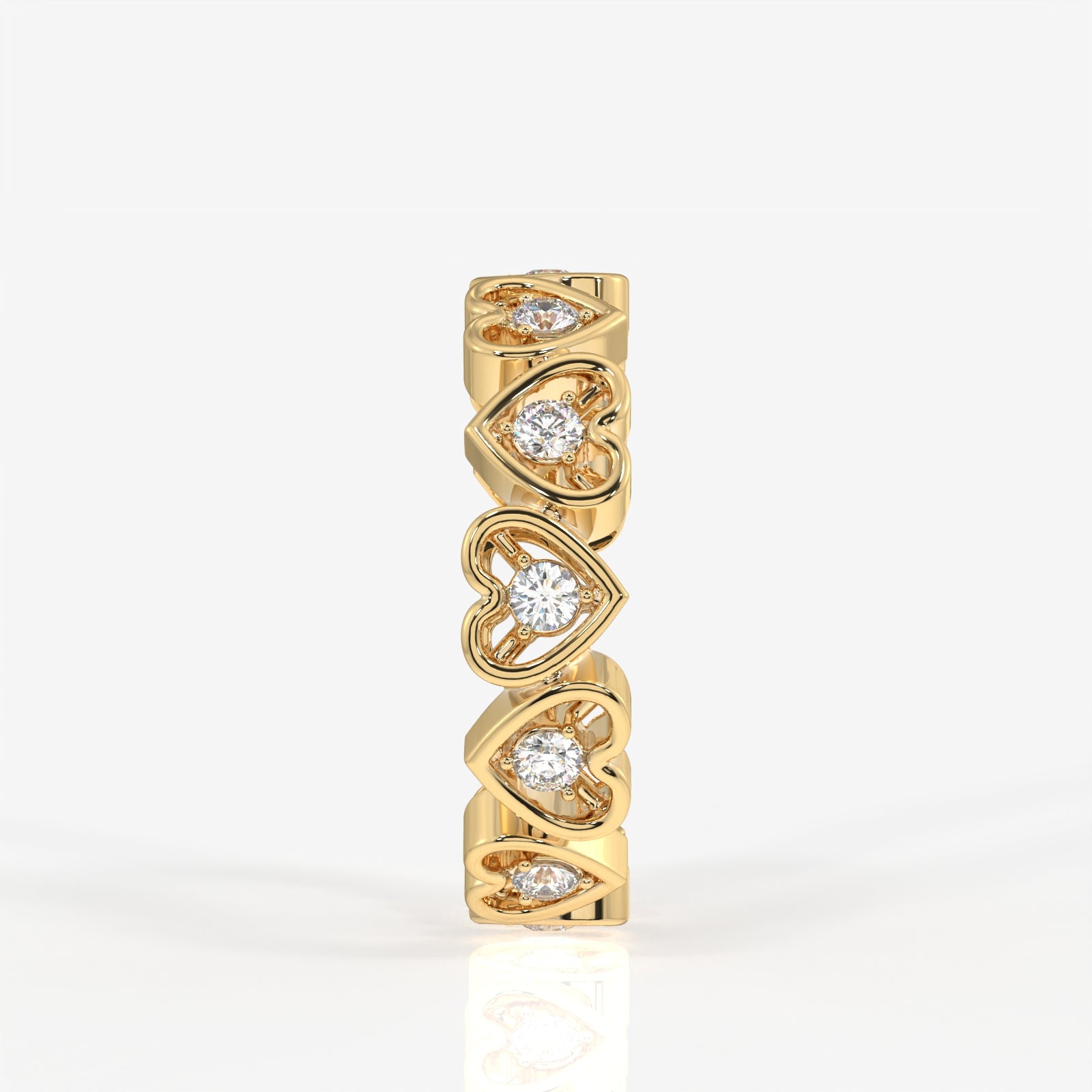 Caratbazaar Round Cut Lab Grown Diamond Heart Eternity 18k Gold Band Ring