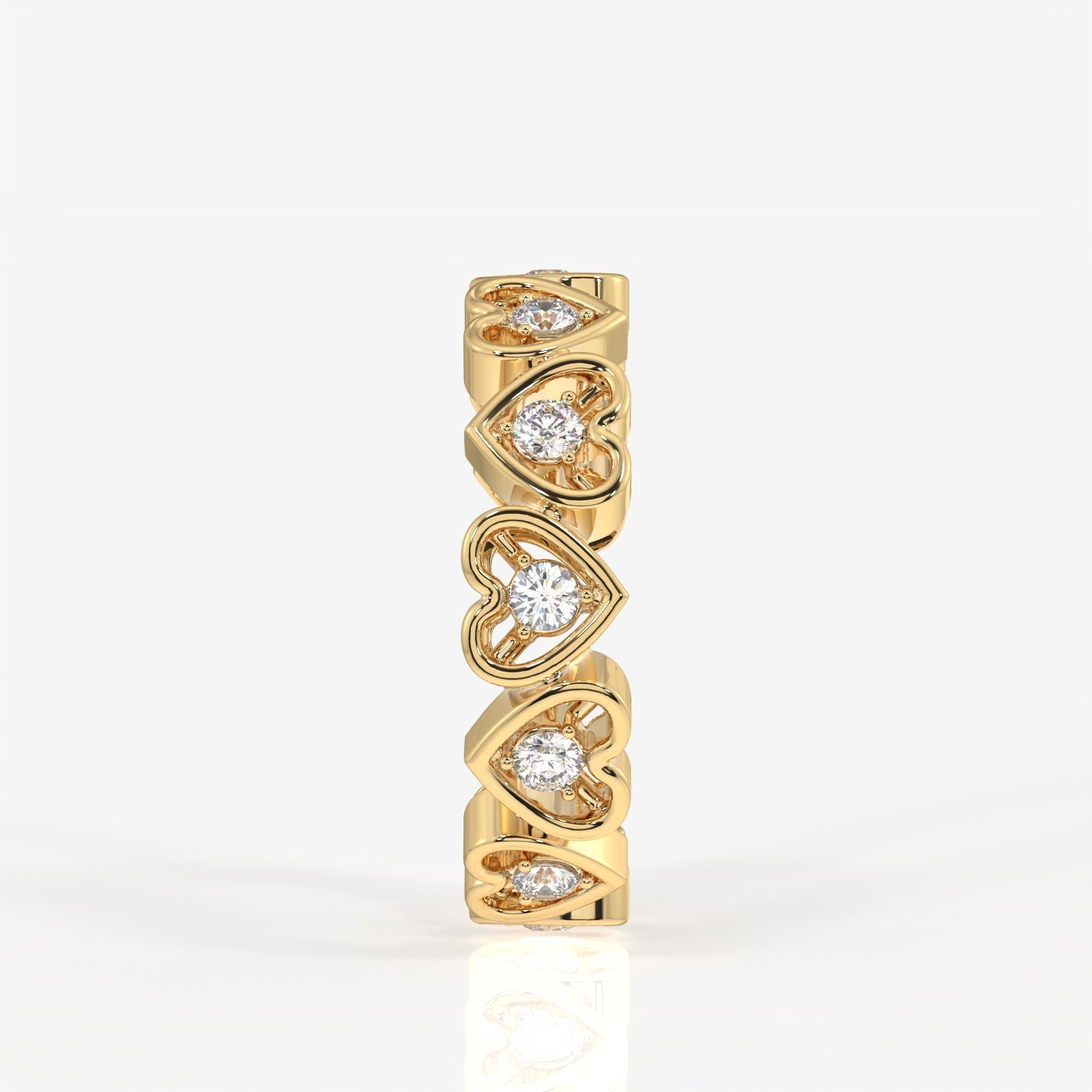 Caratbazaar Round Cut Lab Grown Diamond Heart Eternity 18k Gold Band Ring