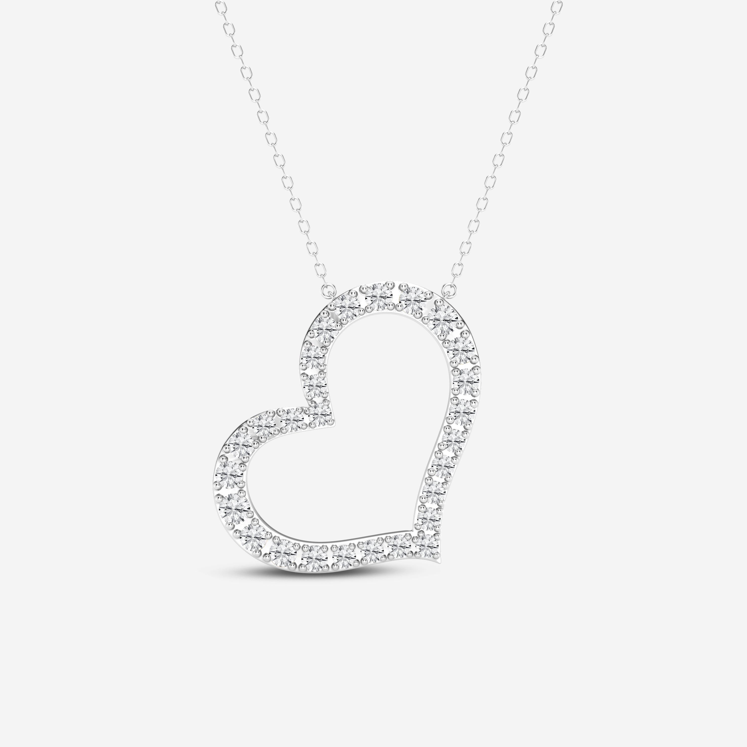 Caratbazaar Round Cut Lab Grown Diamond Heart Fashion 14k Gold Pendant