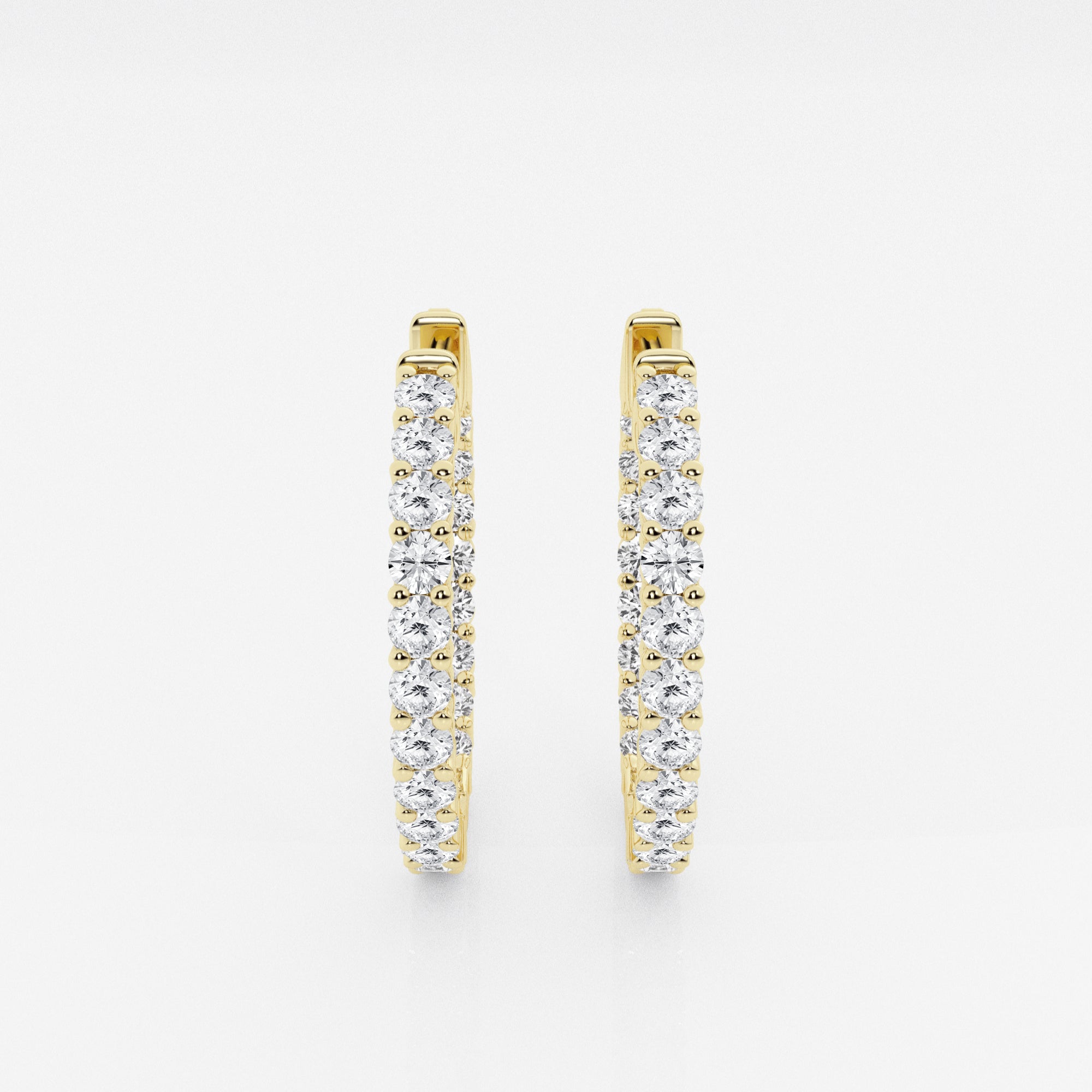 Caratbazaar Round Cut Lab Grown Diamond In Out Hoop 14k Gold Earrings