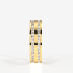 Caratbazaar Round Cut Lab Grown Diamond Men's 14k Gold Band Ring