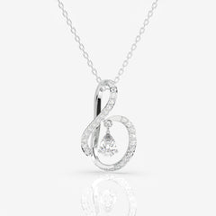 Caratbazaar Round Cut Lab Grown Diamond Pear Prestige Fashion 14k Gold Pendant