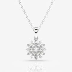 Caratbazaar Round Cut Lab Grown Diamond Petal Essence Fashion 14k Gold Pendant