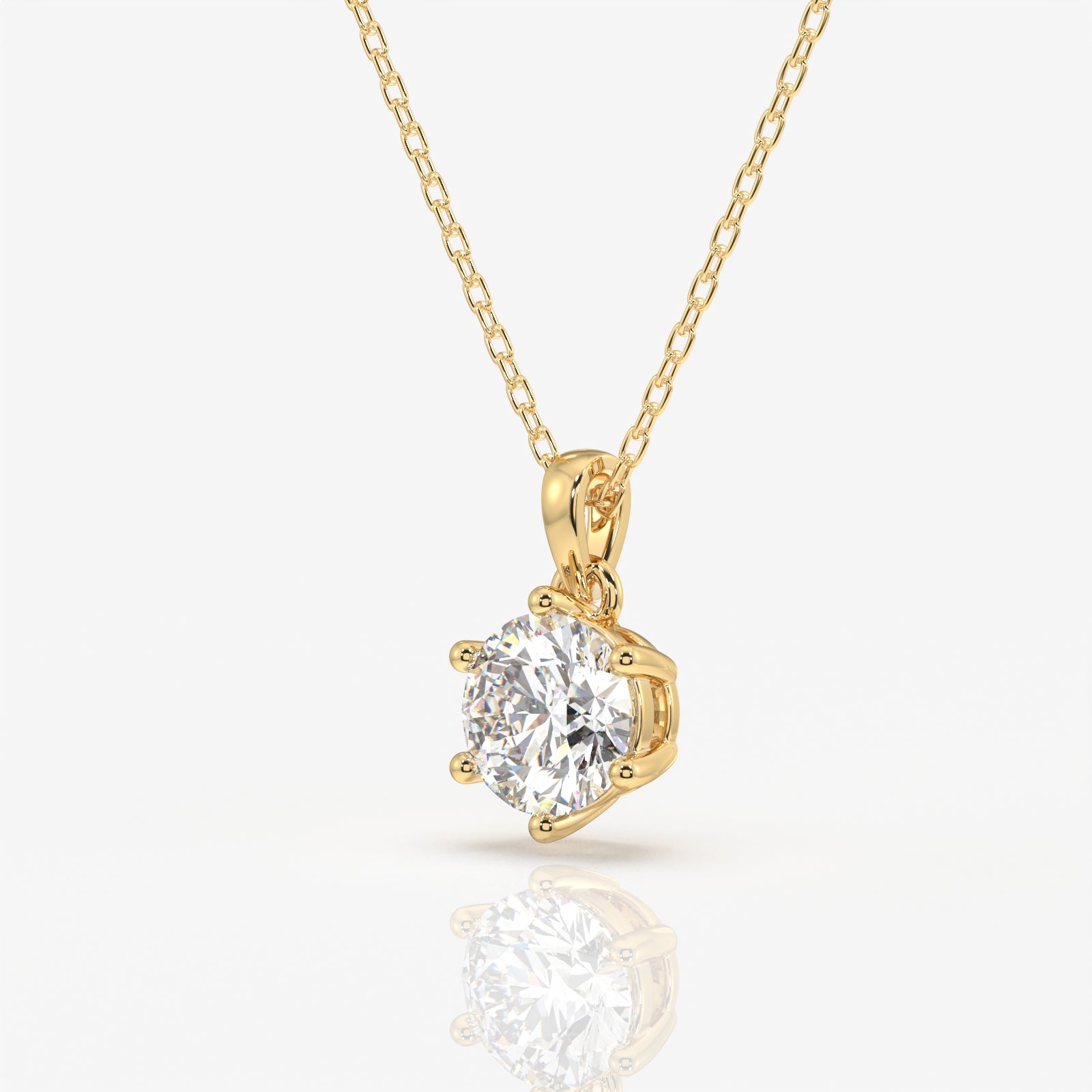 Caratbazaar Round Cut Lab Grown Diamond Six Prong 14k Gold Pendant