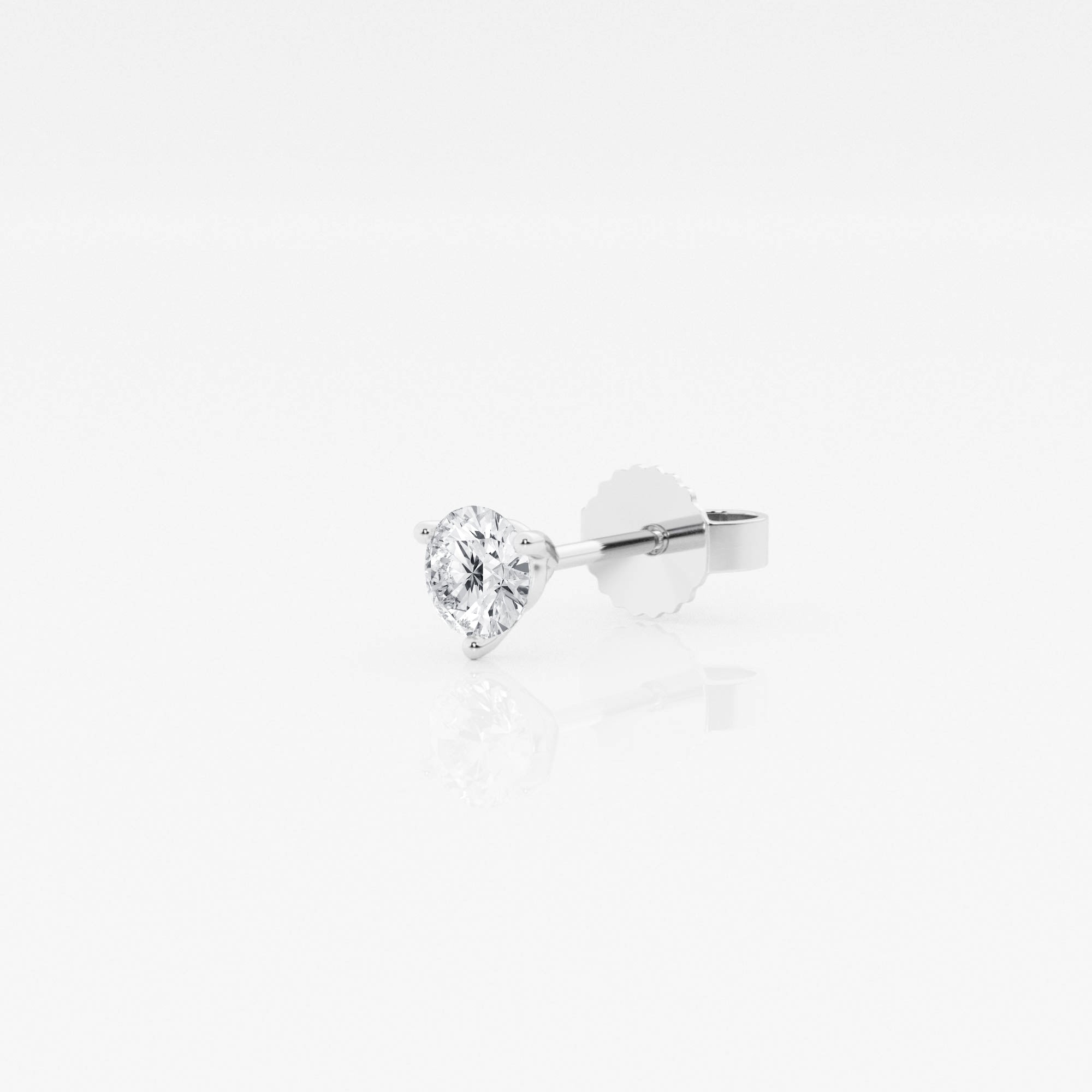 Caratbazaar Round Cut Lab Grown Diamond Three Prong Single Stud 14k Gold Earring