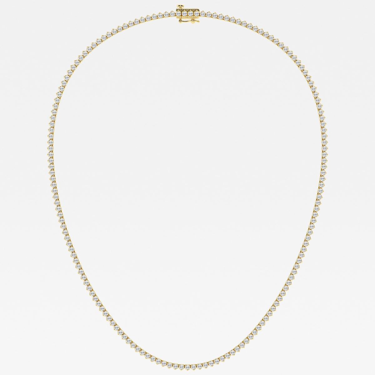 Caratbazaar Round Cut Lab Grown Diamond Three Prong Tennis 14K Gold Necklace