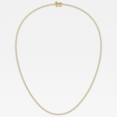 Caratbazaar Round Cut Lab Grown Diamond Three Prong Tennis 14K Gold Necklace