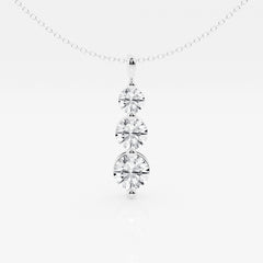 Caratbazaar Round Cut Lab Grown Diamond Three Stone Fashion 14k Gold Pendant