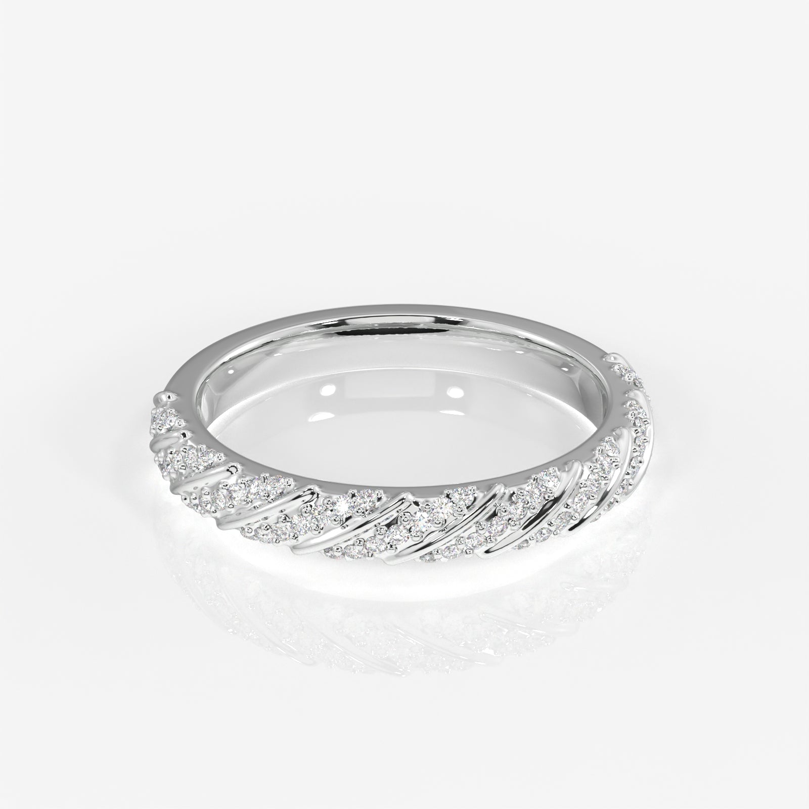 Caratbazaar Round Cut Lab Grown Diamond Wedding Band 14k Gold Ring