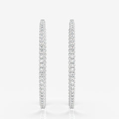 Caratbazaar Round Cut Moissanite Diamond Bigger Hoop 18k Gold Earrings