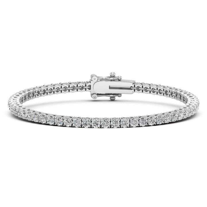 Caratbazaar Round Cut Moissanite Diamond Four-Prong Tennis Sterling Silver Bracelet