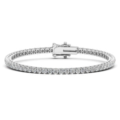 Caratbazaar Round Cut Moissanite Diamond Four-Prong Tennis Sterling Silver Bracelet
