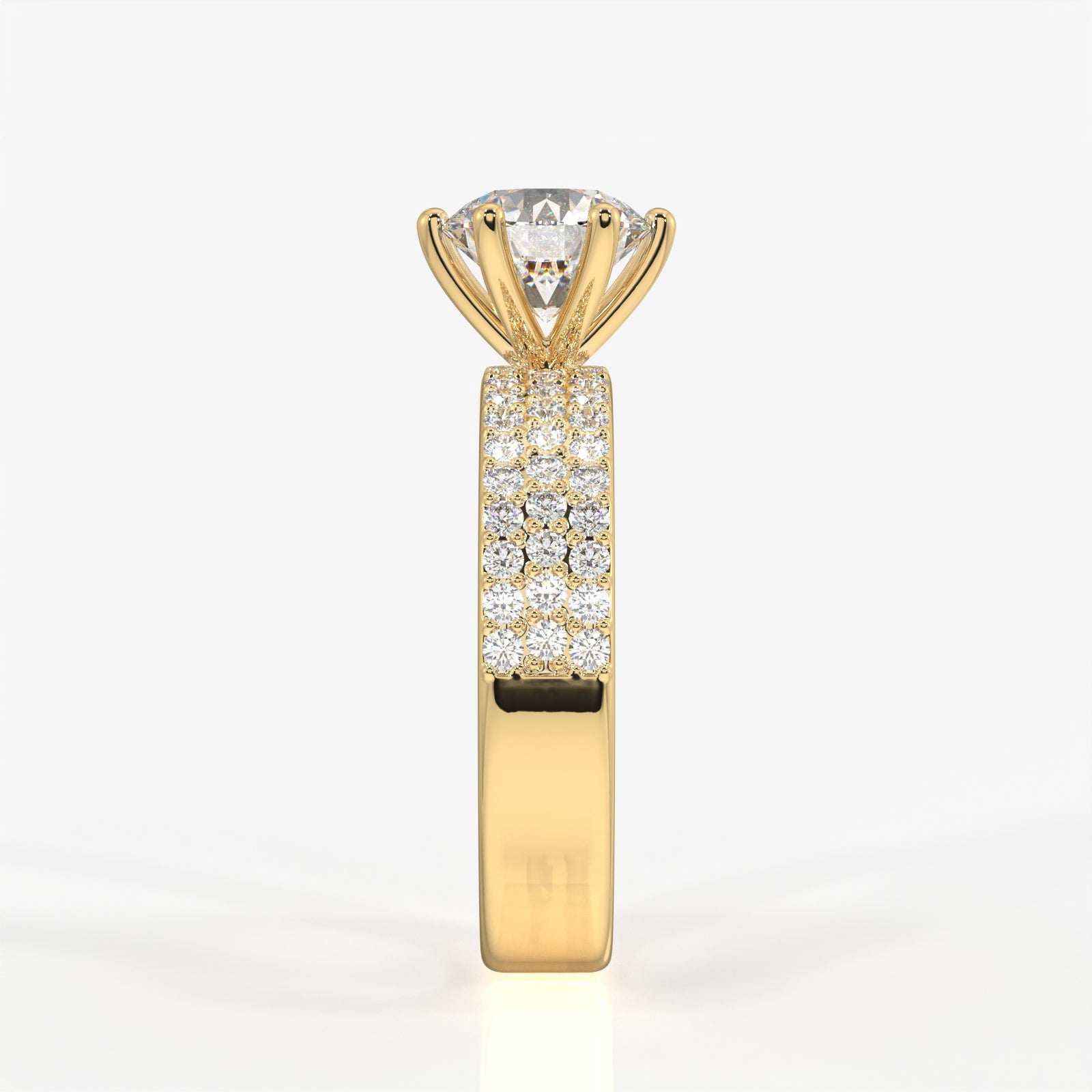 Caratbazaar Round Cut Moissanite Diamond Pave Sterling Silver Ring