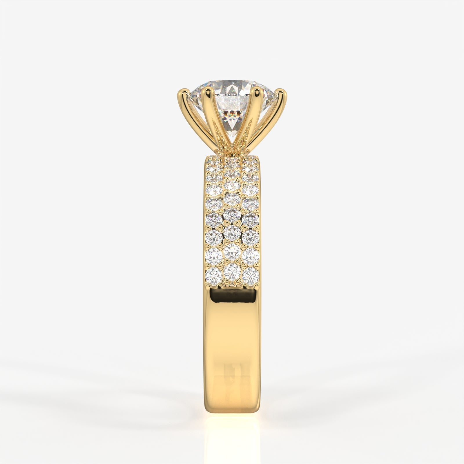 Caratbazaar Round Cut Moissanite Diamond Pave Sterling Silver Ring